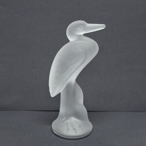 Duncan & Miller Vintage Frosted Glass Large Heron Bird Figurine 6.75" VTG 40s